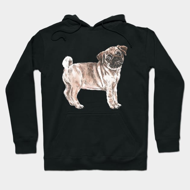 Cute Sad Pug - (in colour) Hoodie by marianasantosart